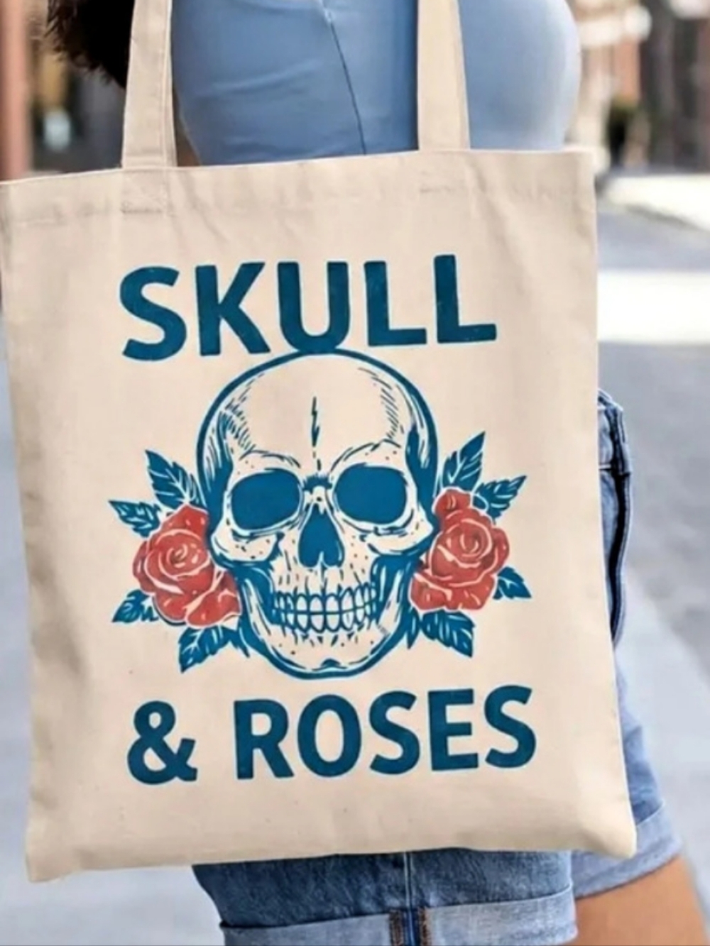 Skull & Roses Graphic Tote Bag